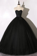Robe de bal longue en dentelle noire, coupe trapèze, Y1295