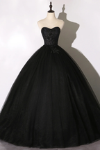 Robe de bal longue en dentelle noire, coupe trapèze, Y1295