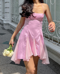 Vestido rosa de corte A para baile de bienvenida, vestido rosa de cóctel Y2667
