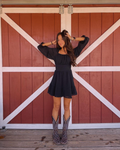 Black A-line Chiffon Homecoming Dress Casual Dress Y2836
