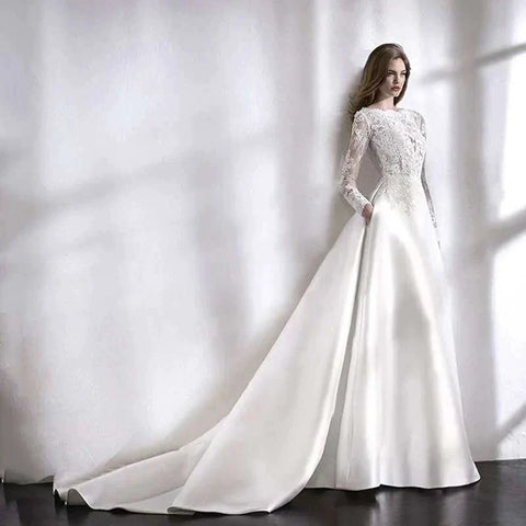 Wedding Dresses 2021 Bride Dress Elegant Full Case Court Train Vestido De Noiva A-line Princess Luxury Light Wedding dress