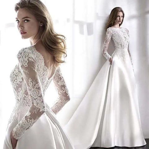 Wedding Dresses 2021 Bride Dress Elegant Full Case Court Train Vestido De Noiva A-line Princess Luxury Light Wedding dress