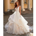 Robes de mariée bohèmes 2023, coupe trapèze, décolleté en V sexy, plissées, dos nu, boutons, élégantes, pour femmes, Vestidos De Novia