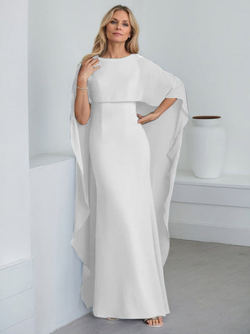 Sheath Scoop Floor-Length Chiffon Mother of the Bride Dress With Cascading Ruffles