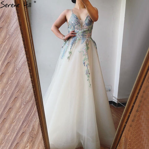 On Sale no return no refundSale White A-Line Sleeveless Sexy Lace  Prom  Dresses 2025 Tulle Crystal Prom Party Dress LA70475