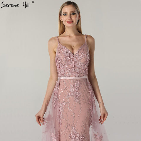 Vestido de noche blanco hecho a mano con flores y perlas, sexy, 2025, sin mangas, sirena, de lujo, con encaje, formal, foto real LA60711 