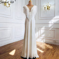 White Luxury Beaded Tassel Elegant Evening Dresses 2025 Cap Sleeve Mermaid For Women Wedding Party LA70571