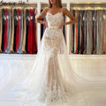 White Nude Spaghetti Strap Evening Dressese Gowns 2025 Mermaid Elegnat Lace For Women Party LA60731A