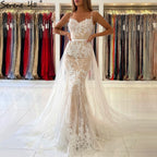 White Nude Spaghetti Strap Evening Dressese Gowns 2025 Mermaid Elegnat Lace For Women Party LA60731A