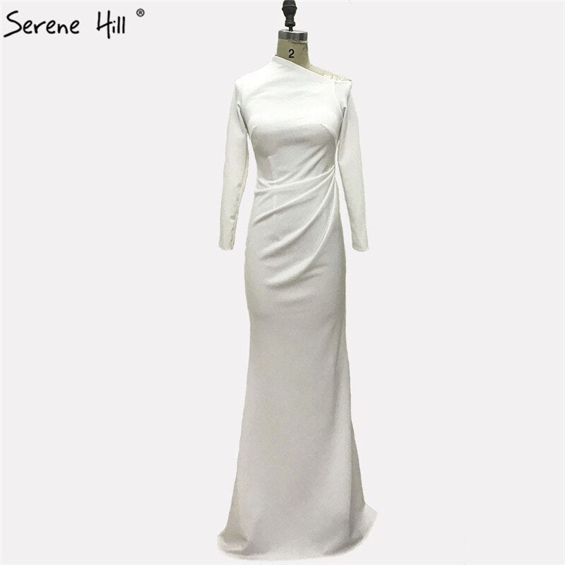 On Sale no return no refundSale White Satin Simple Long Sleeves Prom Dresses 2025 Mermaid Elegant Long Prom Party Gowns LA70298