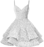 Vestidos de lentejuelas para adolescentes para el baile de bienvenida. Vestidos cortos brillantes para graduación SYH87 