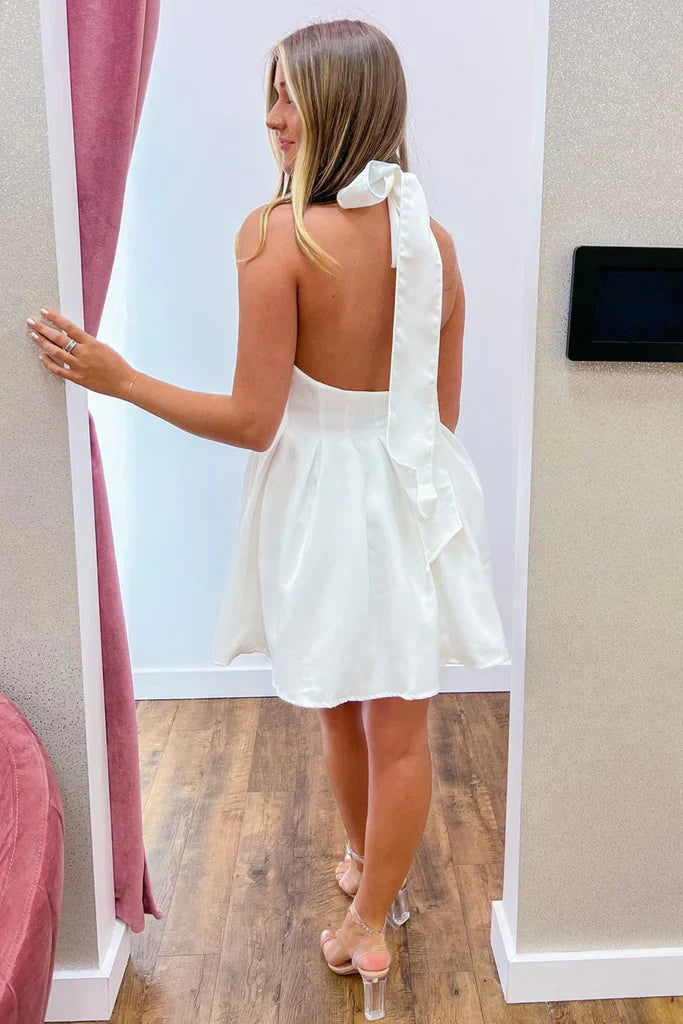 Vestido de fiesta con cuello halter y espalda baja SYH74 