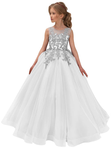 Vestidos de niña de las flores de tul y encaje para bodas, vestidos de concurso de encaje floral para adolescentes 