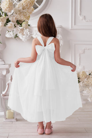 Vestido de bebé niña con lazo de tul y aplique floral en 3D de la colección Jardín Encantado 