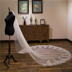Voiles de mariée cathédrale blancs ivoire 3*3 mètres avec applications de dentelle, en vente en gros