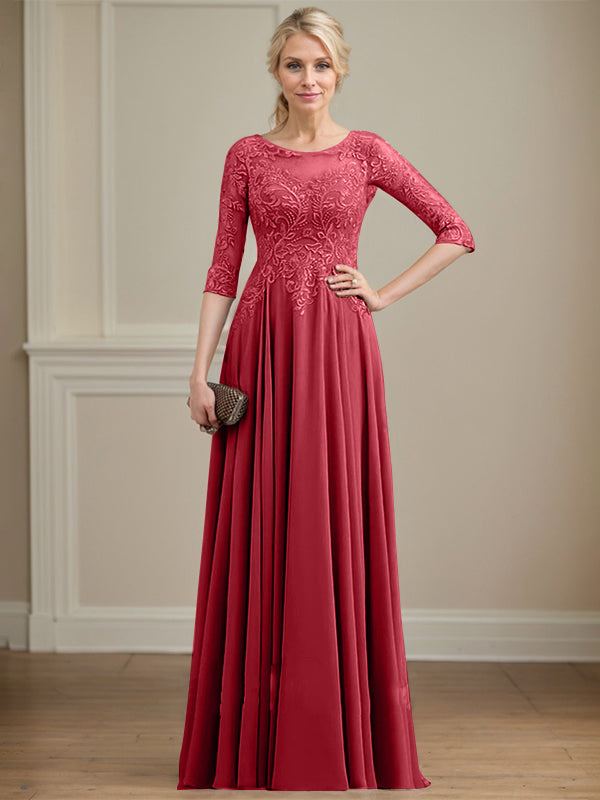 Vestido de novia de corte A, escote redondo, ilusión, largo hasta el suelo, de encaje y gasa con lentejuelas. 
