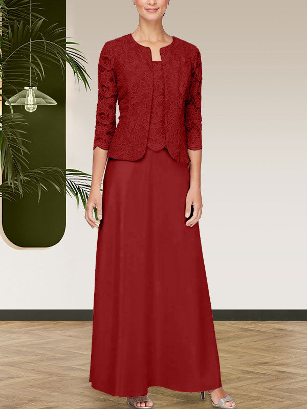 Robe jupe-veste en dentelle pailletée et satin avec veste ouverte