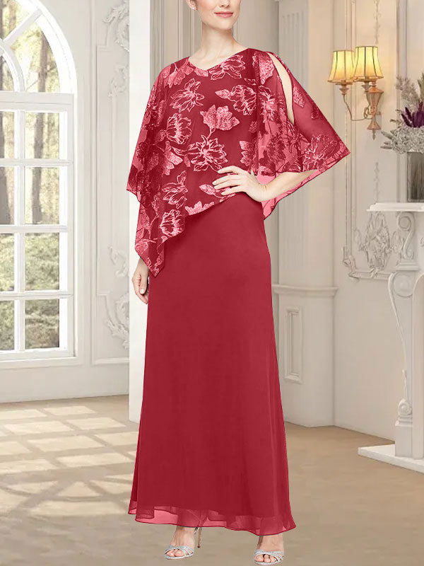 Vestido largo de malla brillante con corpiño asimétrico superpuesto de diseño novedoso 