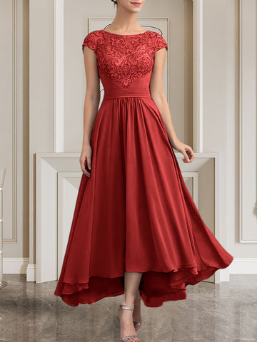 A-line Scoop Floor-Length Lace Chiffon Mother of the Bride Dress With Sequins