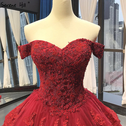 Vestido de novia sexy de lujo en rojo vino con encaje escalonado, sin mangas y con cuentas, 2025, imagen real HM66786, hecho a medida 