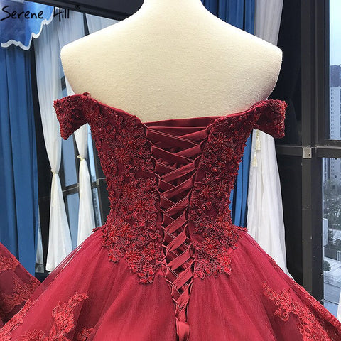 Vestido de novia sexy de lujo en rojo vino con encaje escalonado, sin mangas y con cuentas, 2025, imagen real HM66786, hecho a medida 