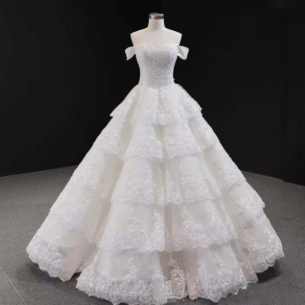 Wine Red Luxury Lace Tiered Sexy Wedding Dress Sleeveless Beading Bridal Gowns 2025 Real Picture HM66786 Custom Made