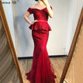 Wine Red Mermaid Crystal Sexy Evening Dresses 2025 Sleeveless Fake Two Pieces Long Evening Gowns LA70315