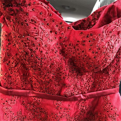 Vestido de noche sexy de sirena color vino tinto con cristales 2025, sin mangas, falso, de dos piezas, largo, LA70315 