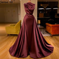 Wine Red Mermaid Simple Evening Dresses Design 2025 Sleeveless Satin Lace Up Formal Dress LA70577