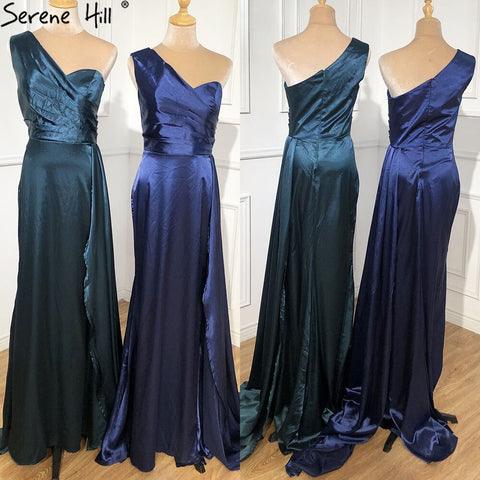 Vestido de noche de satén sexy sin mangas color vino tinto 2025, vestido formal de sirena sencillo con un solo hombro LA70368 