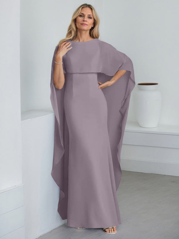 Vestido de gasa de corte recto, largo hasta el suelo, para la madre de la novia, con volantes en cascada. 