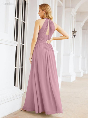 Baoleely Halter Sleeveless Bridesmaid Dresses Long for Party Wedding Evening 28054