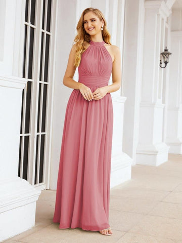 Baoleely Halter Sleeveless Bridesmaid Dresses Long for Party Wedding Evening 28054