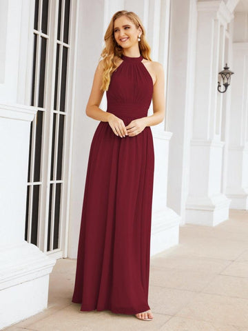 Baoleely Halter Sleeveless Bridesmaid Dresses Long for Party Wedding Evening 28054