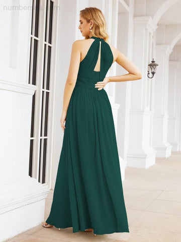 Baoleely Halter Sleeveless Bridesmaid Dresses Long for Party Wedding Evening 28054