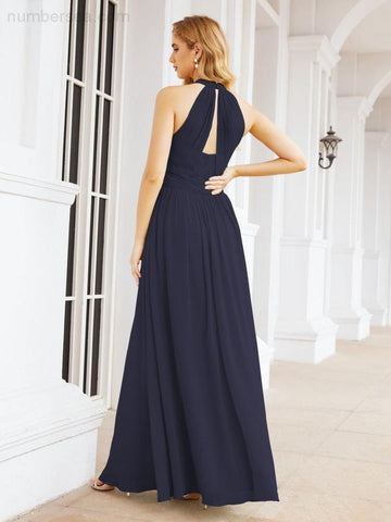 Baoleely Halter Sleeveless Bridesmaid Dresses Long for Party Wedding Evening 28054