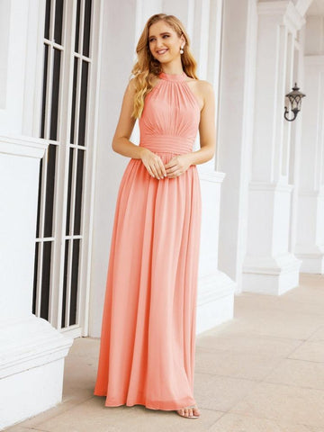 Baoleely Halter Sleeveless Bridesmaid Dresses Long for Party Wedding Evening 28054