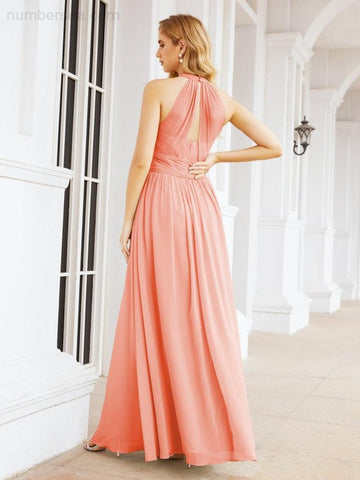 Baoleely Halter Sleeveless Bridesmaid Dresses Long for Party Wedding Evening 28054