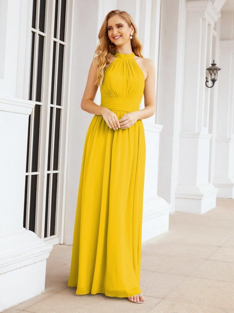 Baoleely Halter Sleeveless Bridesmaid Dresses Long for Party Wedding Evening 28054