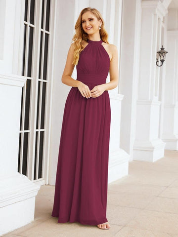 Baoleely Halter Sleeveless Bridesmaid Dresses Long for Party Wedding Evening 28054