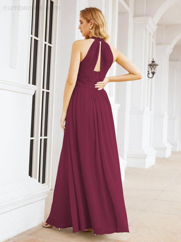 Baoleely Halter Sleeveless Bridesmaid Dresses Long for Party Wedding Evening 28054