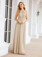 Baoleely Halter Sleeveless Bridesmaid Dresses Long for Party Wedding Evening 28054