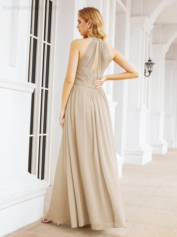 Baoleely Halter Sleeveless Bridesmaid Dresses Long for Party Wedding Evening 28054
