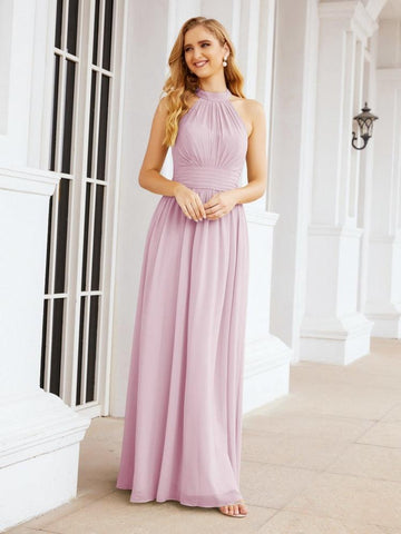 Baoleely Halter Sleeveless Bridesmaid Dresses Long for Party Wedding Evening 28054
