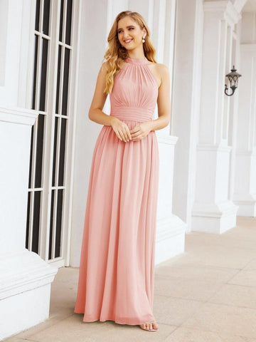 Baoleely Halter Sleeveless Bridesmaid Dresses Long for Party Wedding Evening 28054