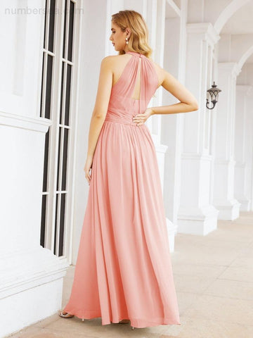 Baoleely Halter Sleeveless Bridesmaid Dresses Long for Party Wedding Evening 28054