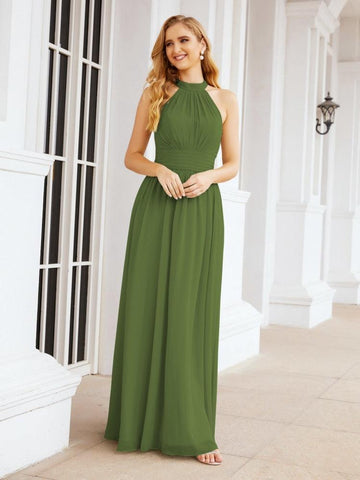 Baoleely Halter Sleeveless Bridesmaid Dresses Long for Party Wedding Evening 28054