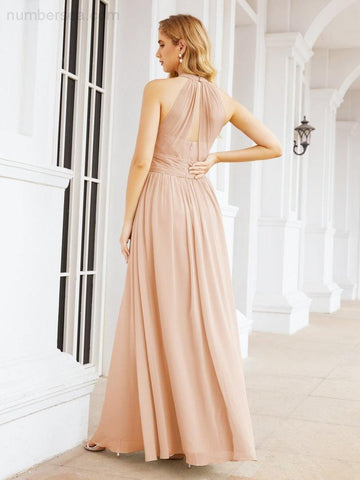 Baoleely Halter Sleeveless Bridesmaid Dresses Long for Party Wedding Evening 28054