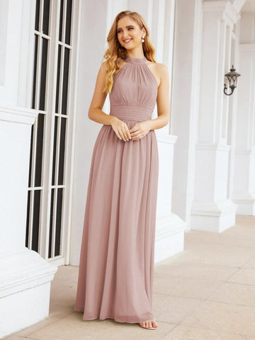 Baoleely Halter Sleeveless Bridesmaid Dresses Long for Party Wedding Evening 28054