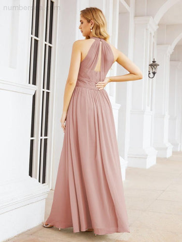 Baoleely Halter Sleeveless Bridesmaid Dresses Long for Party Wedding Evening 28054